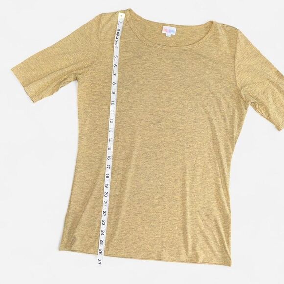 Lularoe "Gigi" Heather Mustard Half Sleeve T-Shirt - Picture 8 of 8